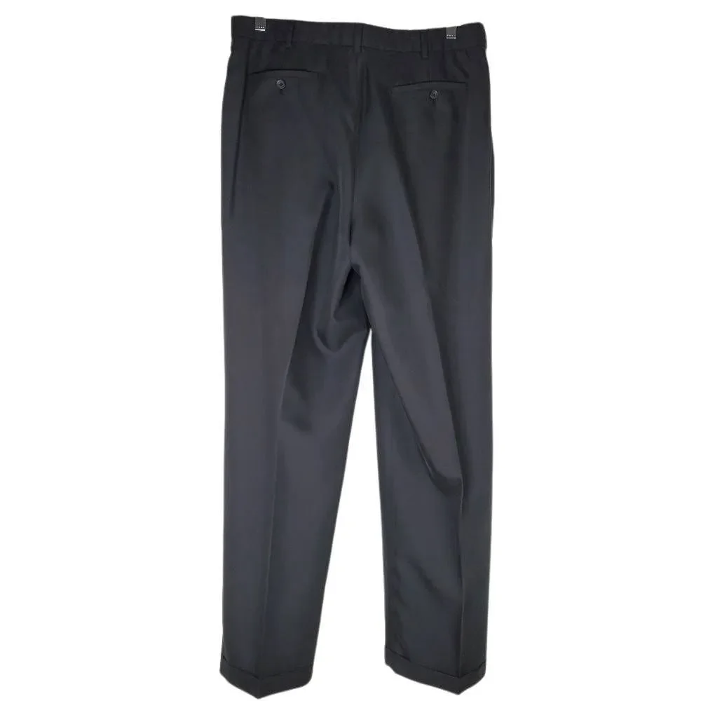 Claiborne Pleated Front Cuffed Hem Classic Meru Dress Pants‎ Black Size 36/32